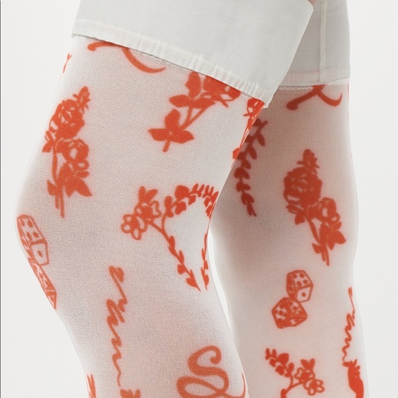 Savage X Fenty Roasted Red Fresh Ink Lined & Laced Stay-Up Stockings - Picture 7 of 12